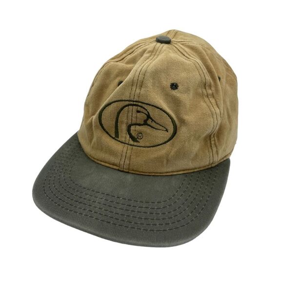 Vintage 90s Ducks Unlimited Faded Spell Out Snapback Hat Cap Brown Green USA - Picture 2 of 5
